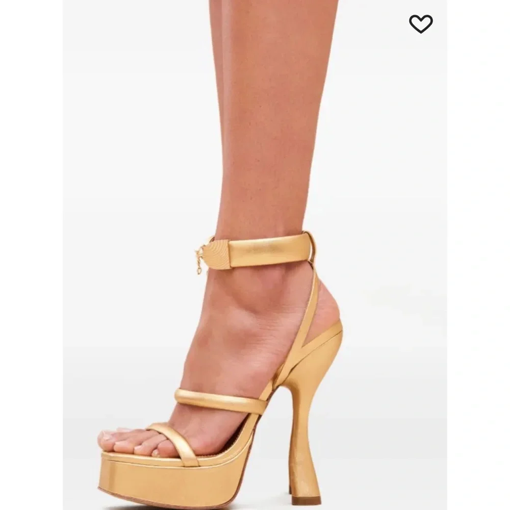 Stylish Gold Strappy Platform Heels - Picture 3 of 5